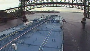 An oil tanker entering second narrows